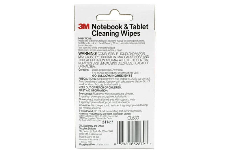 3M Notebook Screen Cleaning Wipes, 3.9 x 6.9 Inches (CL630), White, 24 individual wet wipes (Packaging may vary) - Image 4