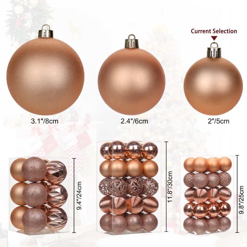 Briful 30PCS 2"" Christmas Ball Ornaments Shatterproof Rose Gold Christmas Tree Decorations Xmas Tree Balls Halloween Ornaments D?cor - Image 3