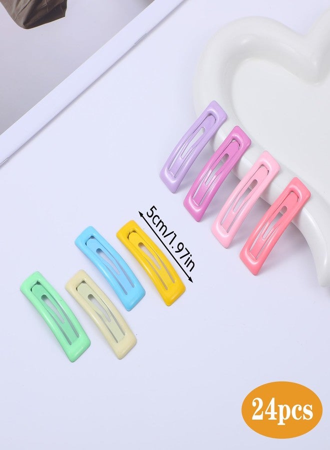 Xyembu 24 Pcs Snap Hair Clips, Hair Barrettes, Small Rectangle Barrettes for Women, Metal Snap Hair-Clips, Non Slips Hairpin, Hairs Accessories for Thick and Thin Fine Hairs (8 Colors, 2 x 0.55in) - Image 2