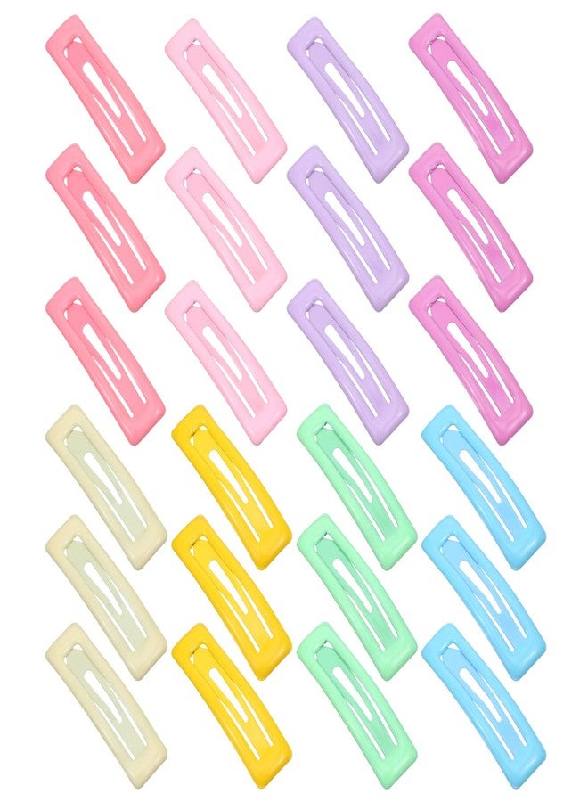 Xyembu 24 Pcs Snap Hair Clips, Hair Barrettes, Small Rectangle Barrettes for Women, Metal Snap Hair-Clips, Non Slips Hairpin, Hairs Accessories for Thick and Thin Fine Hairs (8 Colors, 2 x 0.55in) - Image 1