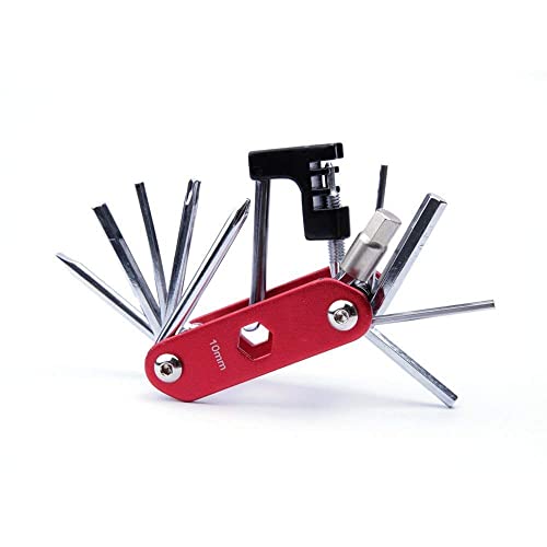 WOTOW Bike Repair Tool Kit & Bike Saddle Bag, 14 in 1 Bike Chain Tool Hex Key Wrench Maintain Accessories Multitool Set with Portable Under Seat Bag for Road Mountain Commuter Bicycle(Red) - Image 5
