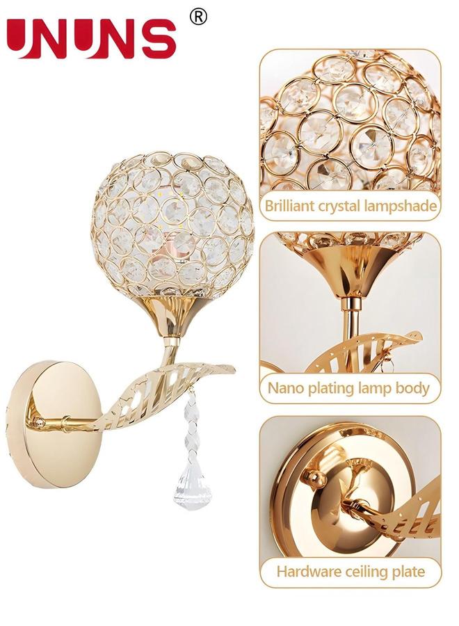 UNUNS 1-Light Wall Fixture,Round Crystal Lamp With Light Source,Metal Farmhouse Lamp,For Bedroom,Kitchen,Living Room,Dining Room, Cafe,Office,Exhibition,Hallway,Foyer - Image 5