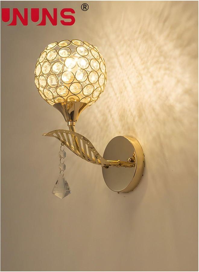 UNUNS 1-Light Wall Fixture,Round Crystal Lamp With Light Source,Metal Farmhouse Lamp,For Bedroom,Kitchen,Living Room,Dining Room, Cafe,Office,Exhibition,Hallway,Foyer - Image 1