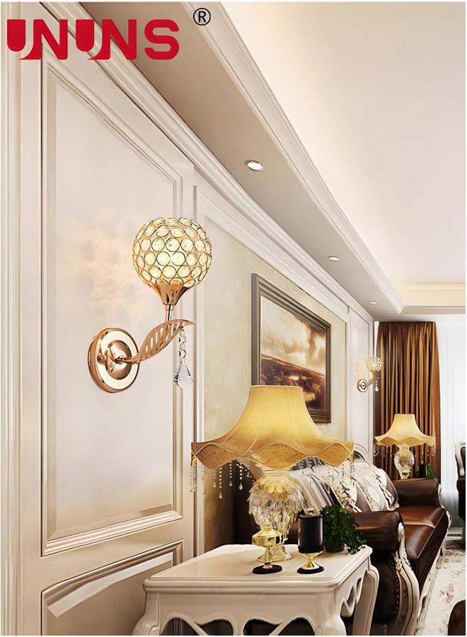 UNUNS 1-Light Wall Fixture,Round Crystal Lamp With Light Source,Metal Farmhouse Lamp,For Bedroom,Kitchen,Living Room,Dining Room, Cafe,Office,Exhibition,Hallway,Foyer - Image 3