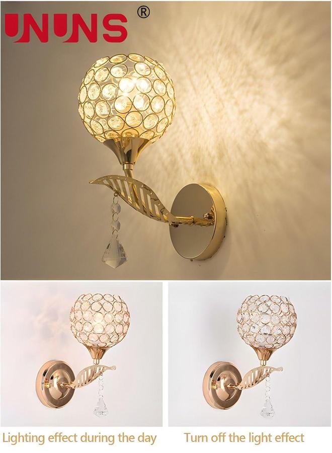 UNUNS 1-Light Wall Fixture,Round Crystal Lamp With Light Source,Metal Farmhouse Lamp,For Bedroom,Kitchen,Living Room,Dining Room, Cafe,Office,Exhibition,Hallway,Foyer - Image 2