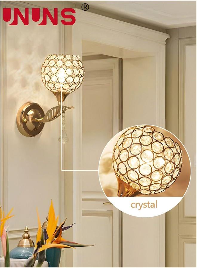 UNUNS 1-Light Wall Fixture,Round Crystal Lamp With Light Source,Metal Farmhouse Lamp,For Bedroom,Kitchen,Living Room,Dining Room, Cafe,Office,Exhibition,Hallway,Foyer - Image 4