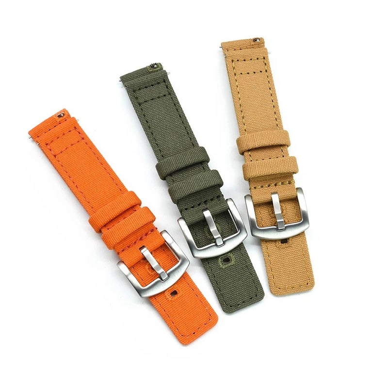 Bluejw 18mm 20mm 22mm Canvas Nylon Replacement Watch Strap for Samsung Galaxy Watch 3 45mm Active 2 Amazfit GTR Huawei GT 2 – Army Green - Image 3