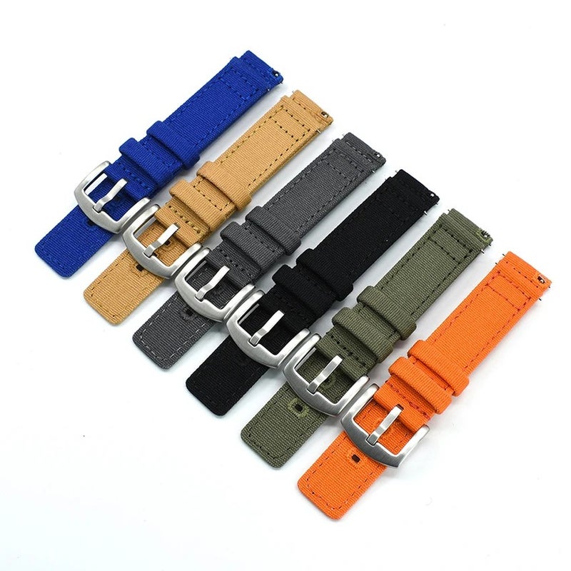 Bluejw 18mm 20mm 22mm Canvas Nylon Replacement Watch Strap for Samsung Galaxy Watch 3 45mm Active 2 Amazfit GTR Huawei GT 2 – Army Green - Image 2