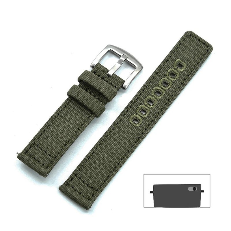 Bluejw 18mm 20mm 22mm Canvas Nylon Replacement Watch Strap for Samsung Galaxy Watch 3 45mm Active 2 Amazfit GTR Huawei GT 2 – Army Green - Image 5