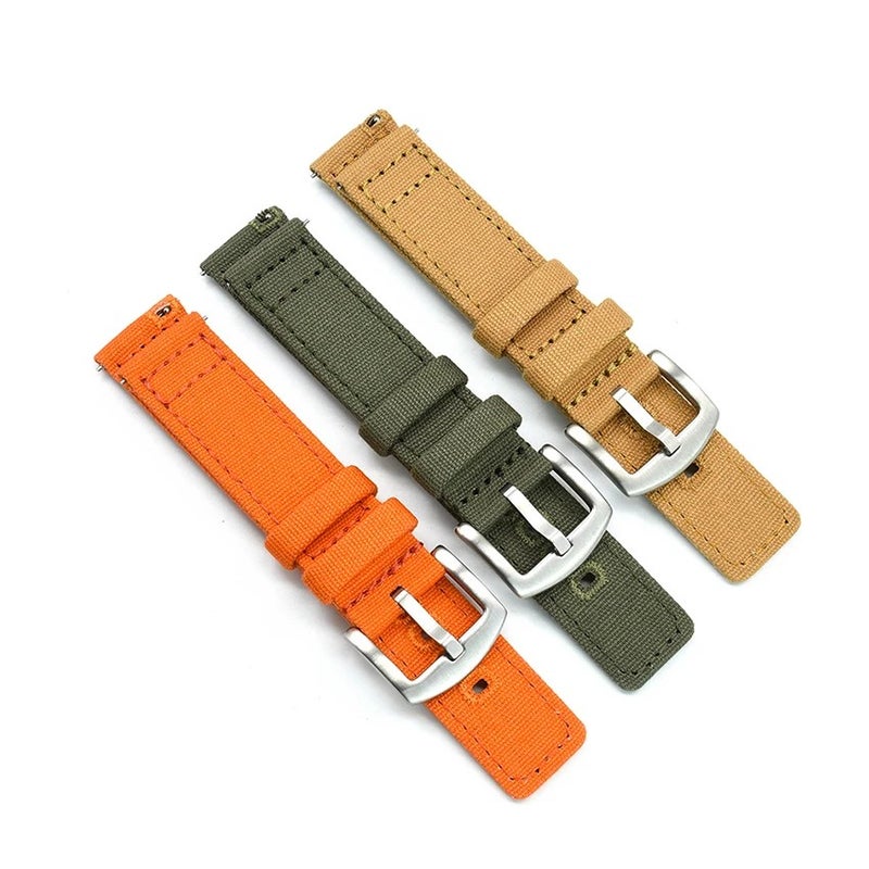 Bluejw 18mm 20mm 22mm Canvas Nylon Replacement Watch Strap for Samsung Galaxy Watch 3 45mm Active 2 Amazfit GTR Huawei GT 2 – Army Green - Image 4
