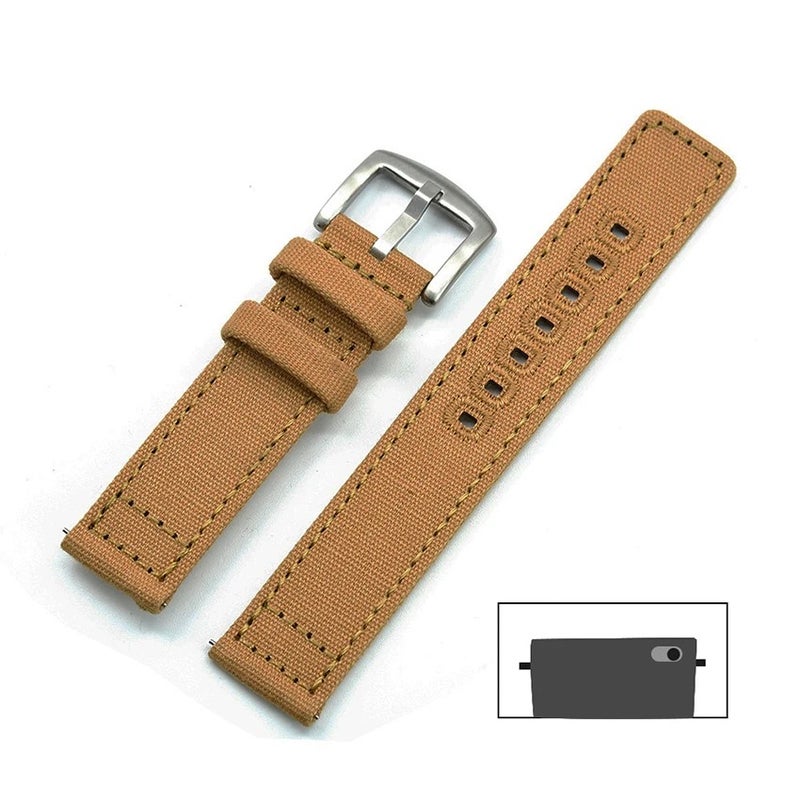 Bluejw 18mm 20mm 22mm Canvas Nylon Replacement Watch Strap for Samsung Galaxy Watch 3 45mm Active 2 Amazfit GTR Huawei GT 2 – Army Green - Image 1