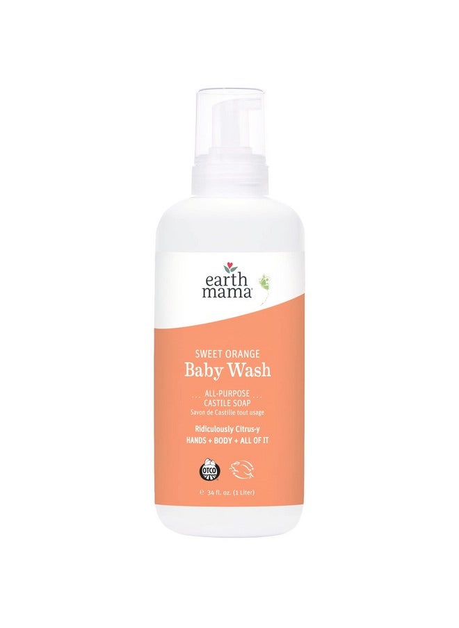 Earth Mama Sweet Orange Baby Wash Liquid Foaming Hand Soap Refill Organic All Purpose Body Wash For Sensitive Skin Castile Soap With Coconut Oil Shea Butter Calendula & Aloe 34 Fl Oz  - Image 1