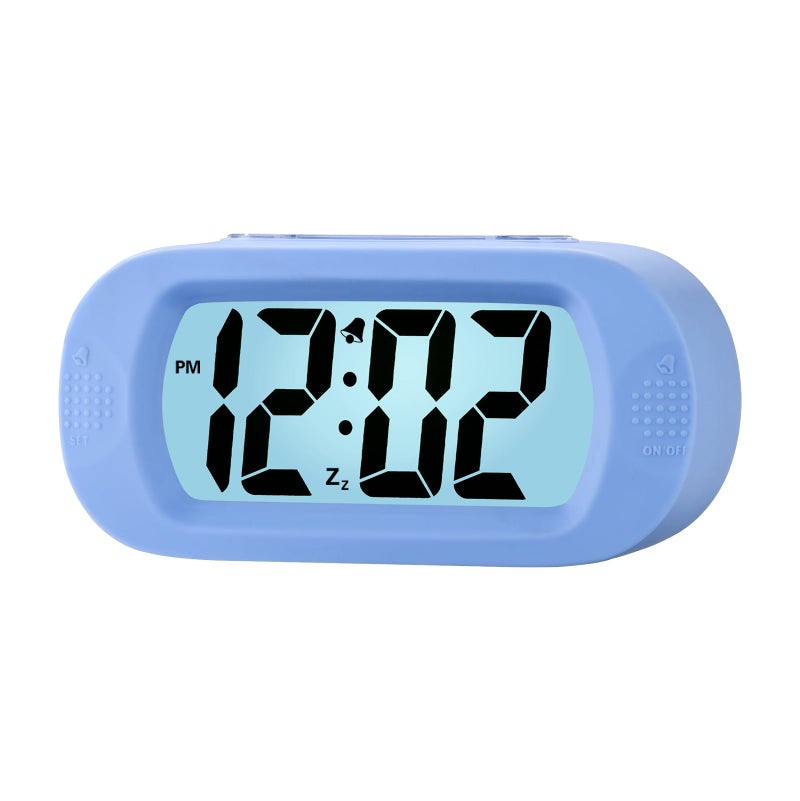 Plumeet Kids Alarm Clock Large Digital LCD Travel Alarm Clocks with Snooze and Night Light - Ascending Sound and Handheld Size - Best Gift for Kids (Baby Blue) - Image 1
