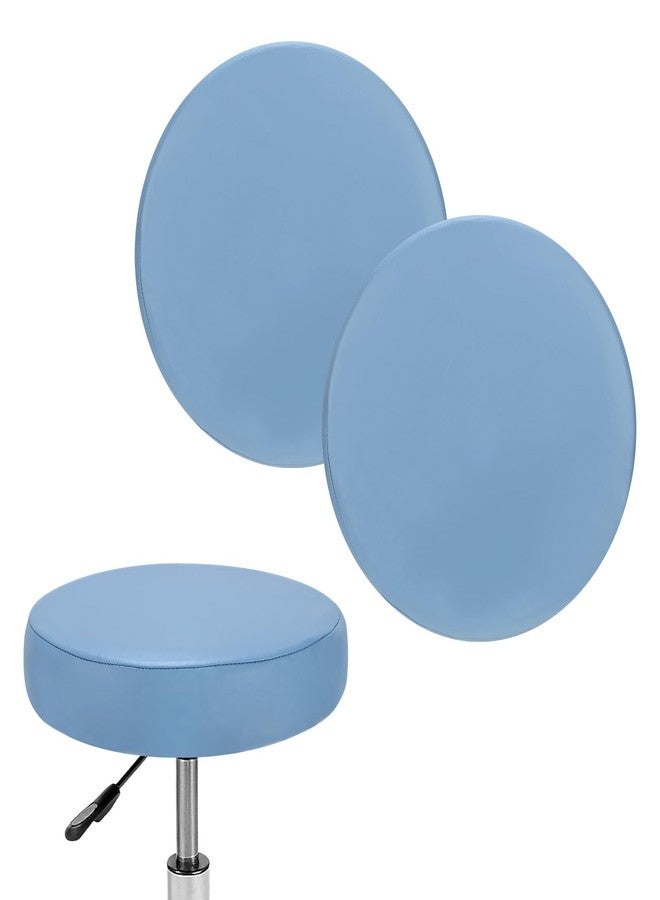 M METERXITY 2-Pack Bar Stool Covers Round, for 12-14 Inch Chair Waterproof PU Seat Covers with Elastic Bands for Bar Stool/Round Cushion [Blue-Gray] - Image 1