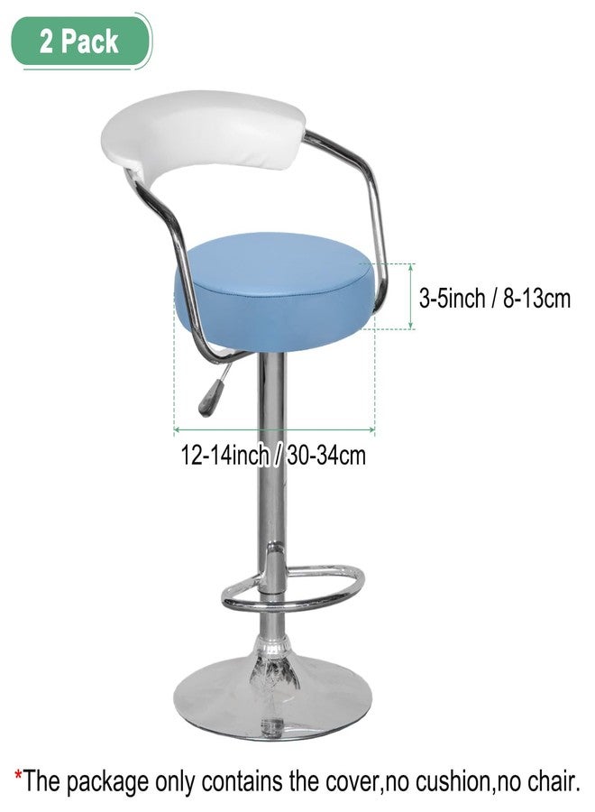 M METERXITY 2-Pack Bar Stool Covers Round, for 12-14 Inch Chair Waterproof PU Seat Covers with Elastic Bands for Bar Stool/Round Cushion [Blue-Gray] - Image 3