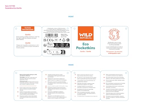 Wild Republic غوريلا جيب إيكو من وايلد ريبابليك، دمية محشوة، 5 بوصات، لعبة قماشية، مصنوعة من مواد معاد تدويرها، صديقة للبيئة - Image 2