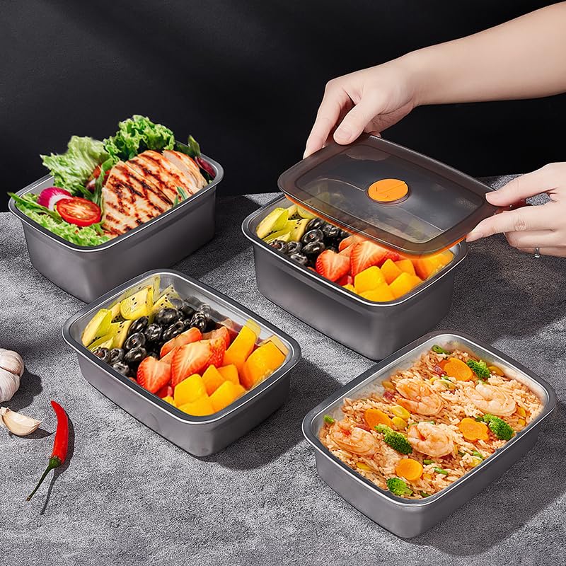 GIUOIDUO 20 PCS Food Storage Containers with Lids Airtight (10 Containers & 10 Lids)，stainless steel food containers leak proof storage box with lid Locking Food Storage Container freezer storage - Image 4