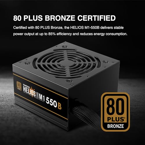GAMDIAS مزود طاقة ألعاب GAMDIAS 550W، 80 بلس ATX برونزي 12V لأجهزة الكمبيوتر مع PFC نشط، هليوس M1-550B - Image 4