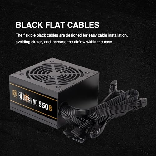 GAMDIAS مزود طاقة ألعاب GAMDIAS 550W، 80 بلس ATX برونزي 12V لأجهزة الكمبيوتر مع PFC نشط، هليوس M1-550B - Image 3
