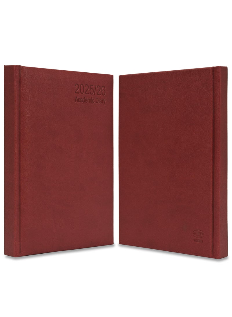 FIS FIS 2025-2026 ACADEMIC DIARY, A5 Size(148x210mm) with Italian PU Cover Materials, 1 Side Padded Cover, English, 70gsm Italian Ivory Paper, Maroon Color, Pack in Gift Box-FSDI15EPU2526MR  - Image 2