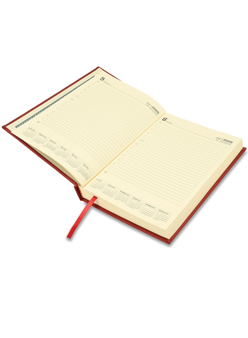 FIS FIS 2025-2026 ACADEMIC DIARY, A5 Size(148x210mm) with Italian PU Cover Materials, 1 Side Padded Cover, English, 70gsm Italian Ivory Paper, Maroon Color, Pack in Gift Box-FSDI15EPU2526MR  - Image 3