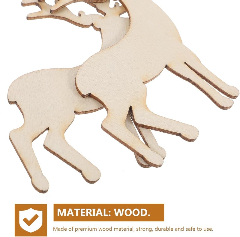 TINKSKY Reindeer Cutout Veneers Slices for Patchwork DIY Crafting Decoration Christmas Wooden Craft Embellishment Christmas Tree Pendants Hanging Ornaments Wood Tag 5PCS - Image 4