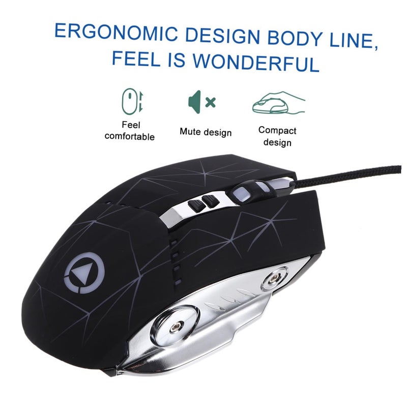 Wired USB Gaming Mouse Silent Click RGB Backlit Ergonomic Design Galaxy Black - Image 4