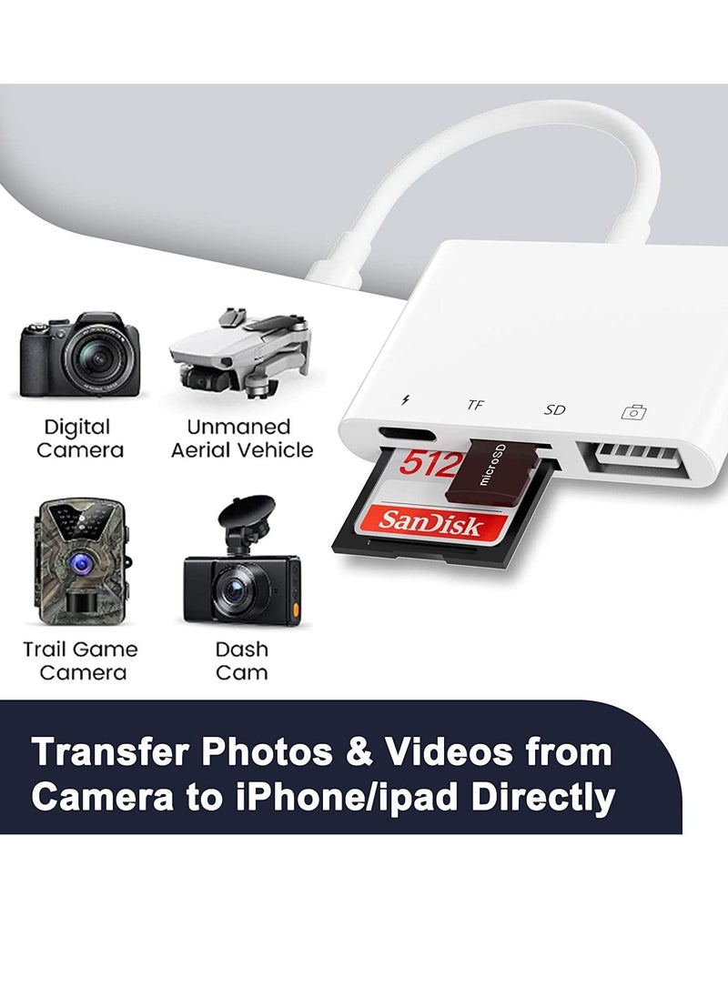 Generic - SD Card Reader for iPhone/iPad,iPhone SD Card Reader,4 in 1 USB OTG Adapter for iPhone Compatible MicroSD/SD - Image 1