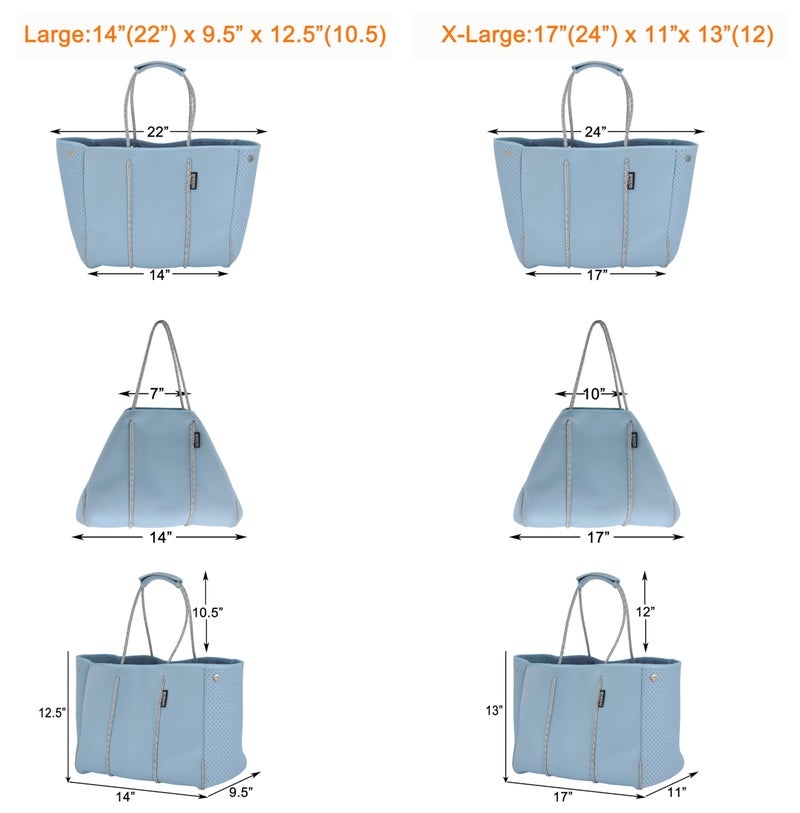 QOGiR Neoprene Multipurpose Beach Bag Tote with Inner Zipper Pocket (Light Blue, X-Large) - Image 5
