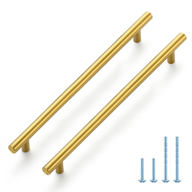 JOY DECOR 5 Pack 11310 Inch Cabinet Pulls Kitchen Cabinet Handles with 834 Inch Hole Center Brushed Brass Cabinet Hardware Stainless Steel Kitchen Drawer Pulls 224mm Hole Centers - Image 2