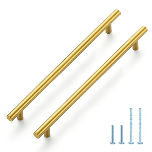 JOY DECOR 5 Pack 11310 Inch Cabinet Pulls Kitchen Cabinet Handles with 834 Inch Hole Center Brushed Brass Cabinet Hardware Stainless Steel Kitchen Drawer Pulls 224mm Hole Centers - Image 1