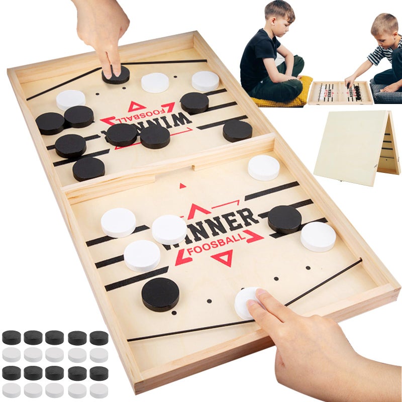 Hockey Board Game, Sling Puck Game, Table Football Winning Games, Wooden Board Games, 2-in-1 Interaction Table Hockey Catapult, Board Toy, Board Games for Two Players