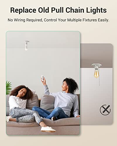 DEWENWILS Remote Control Light Bulb Socket, Wireless Light Socket Switch Kit, Remote Light Socket E26/E27 Base for Pull Chain Light Fixture, No Wiring, ETL Listed(1 Remote+3 Sockets) - Image 3