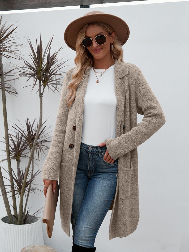 CiCiBird Women Fall Winter Long Cardigan Sweater Trendy Casual Knit Jacket Coat Dressy Blazer Coatigan Khaki L - Image 3