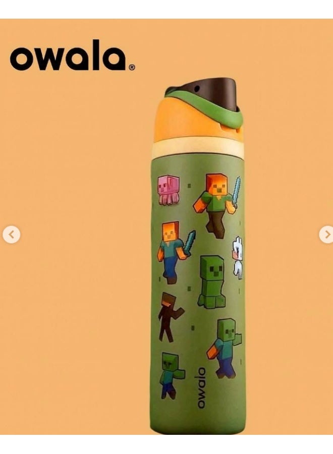 Owala X Minecraft 32oz FreeSip 710 Insulated Stainless Steel Water Bottle with Straw – Limited Edition Neon，Insulated Water Bottle Keep Cold 24H, Leak-Proof - Image 1