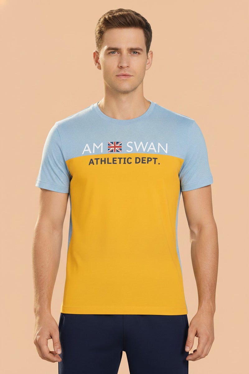 amswan PREMIUM COTTON COLOURBLOCK PRINTED HALF SLEEVE CREW NECK T-SHIRTS - Image 5