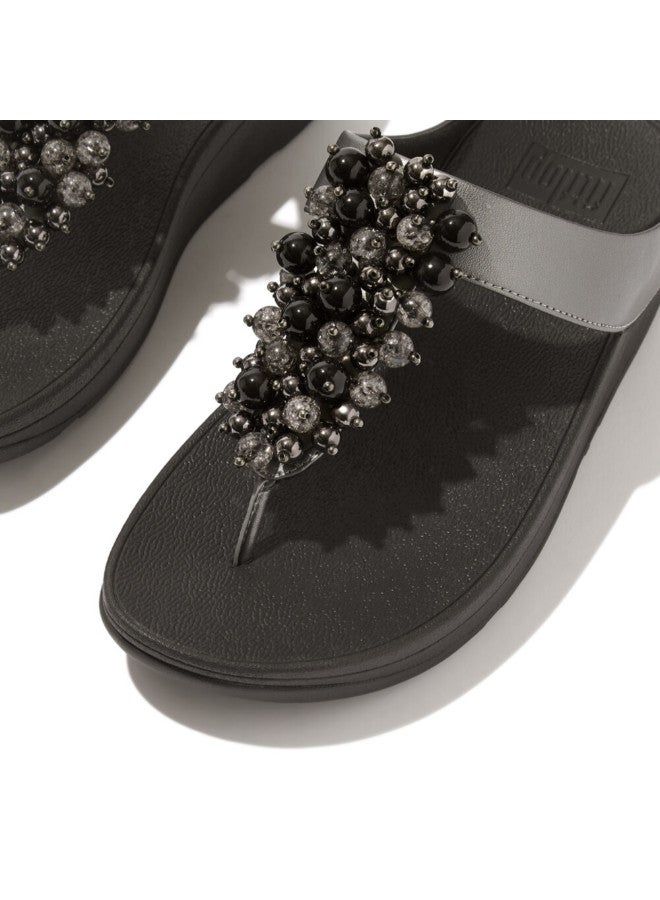 FitFlop 049-790 FITFLOP Ladies Sandals HI9-B06 Fino Bauble-Bead Toe-Post Sandals - Platino - Image 3