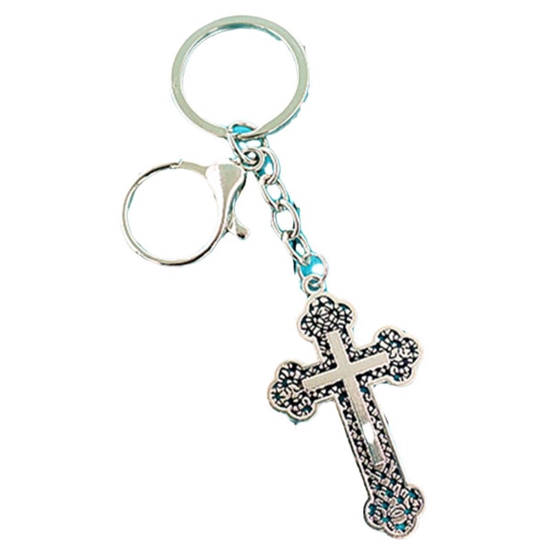 Vintage Alloy Cross Keychain Key Ring - Image 5