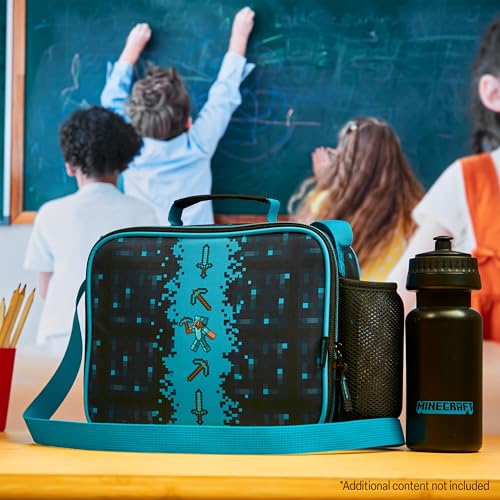 Minecraft Insulated Lunch Bag for Kids Creeper Lunchbox for Boys School Supplies Food Carrier Snacks Picnic Beach Days Travel Gamer Gifts for Kids (Blue/Black) - Image 2