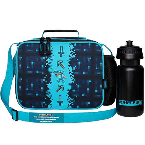 Minecraft Insulated Lunch Bag for Kids Creeper Lunchbox for Boys School Supplies Food Carrier Snacks Picnic Beach Days Travel Gamer Gifts for Kids (Blue/Black) - Image 1