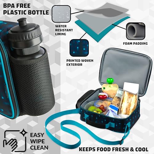 Minecraft Insulated Lunch Bag for Kids Creeper Lunchbox for Boys School Supplies Food Carrier Snacks Picnic Beach Days Travel Gamer Gifts for Kids (Blue/Black) - Image 5