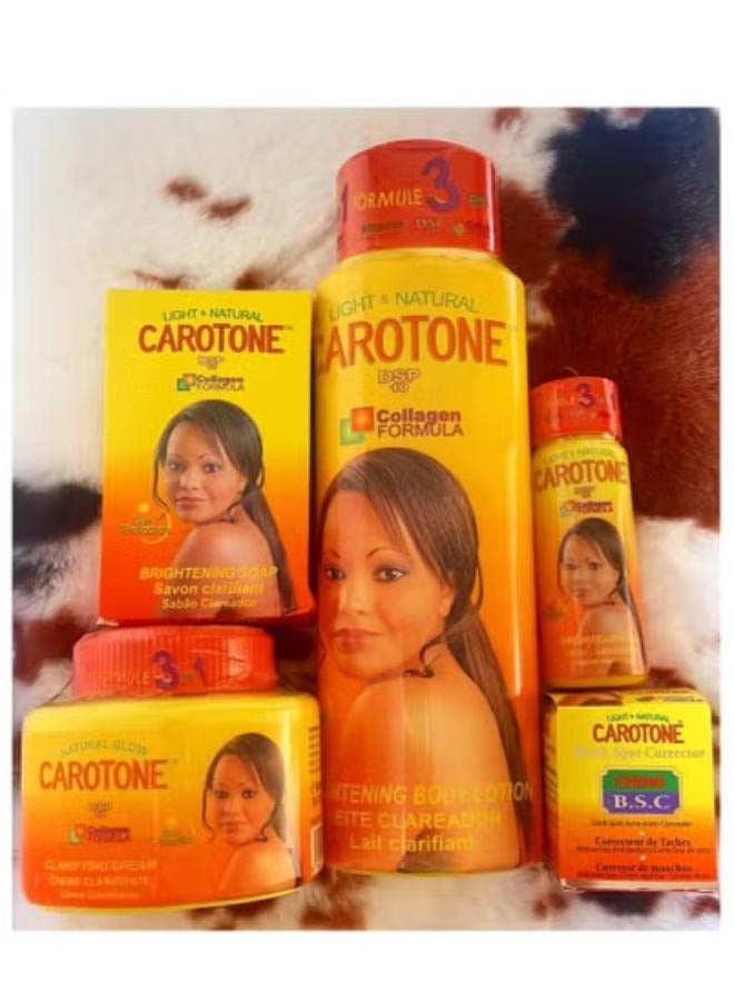 Carotone Light Natural Brightening SET 5 Pack Lotion & Cream & Tube & Oil And Soap