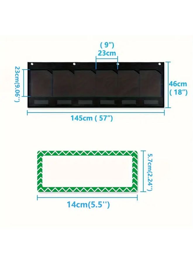 Black Wall Storage Pocket Chart for Students Classroom Organizer with Color Coded Sections - Image 2