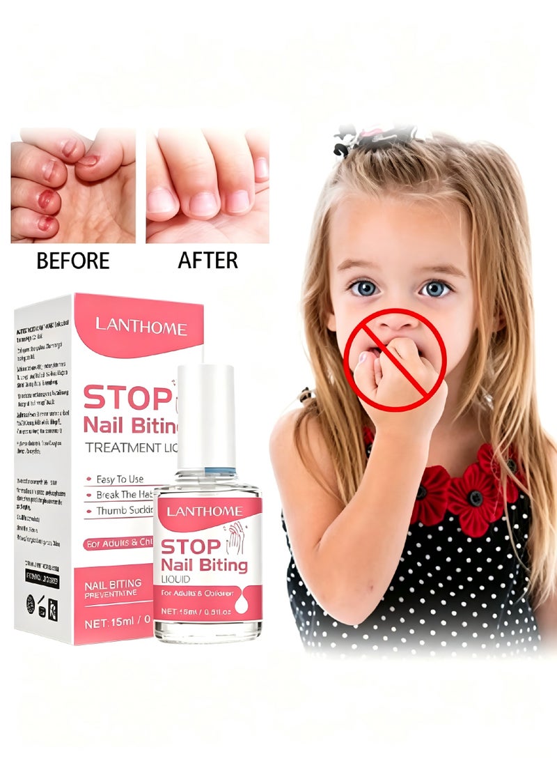 Lanthome Stop Nail Biting Liquid，Nail Biting Treatment for Kids, Natural Thumb Sucking Pain Relief for Kids, Bitters, Plant Extracts (15ml) - Image 1