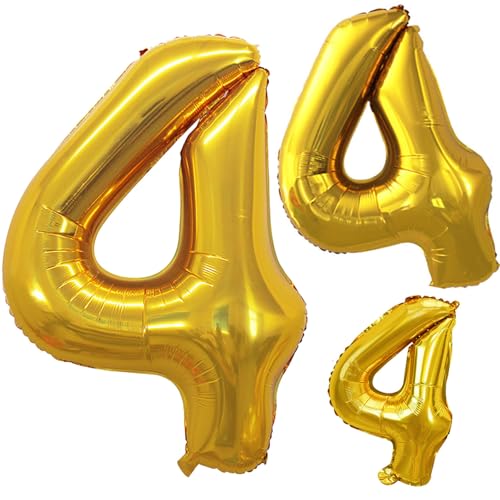 GOER Gold Foil Balloons Number 4,Huge Number Balloons for 4th 44th Birthday Party Supplies Anniversary Decorations(3 pcs,42 inch,32 inch,16inch) - Image 1