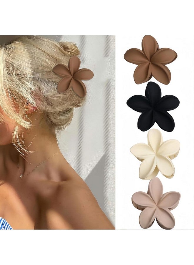 Bakefy-4 pcs Flower Hair Clips Matte Floral Hair Claw Clips Summer Hair Accessories for Women Girls Non Slip Elegant Hair Clamps for Thick Thin Hair, Wedding Party Hair Decorations 4Pcs Multi - Image 5