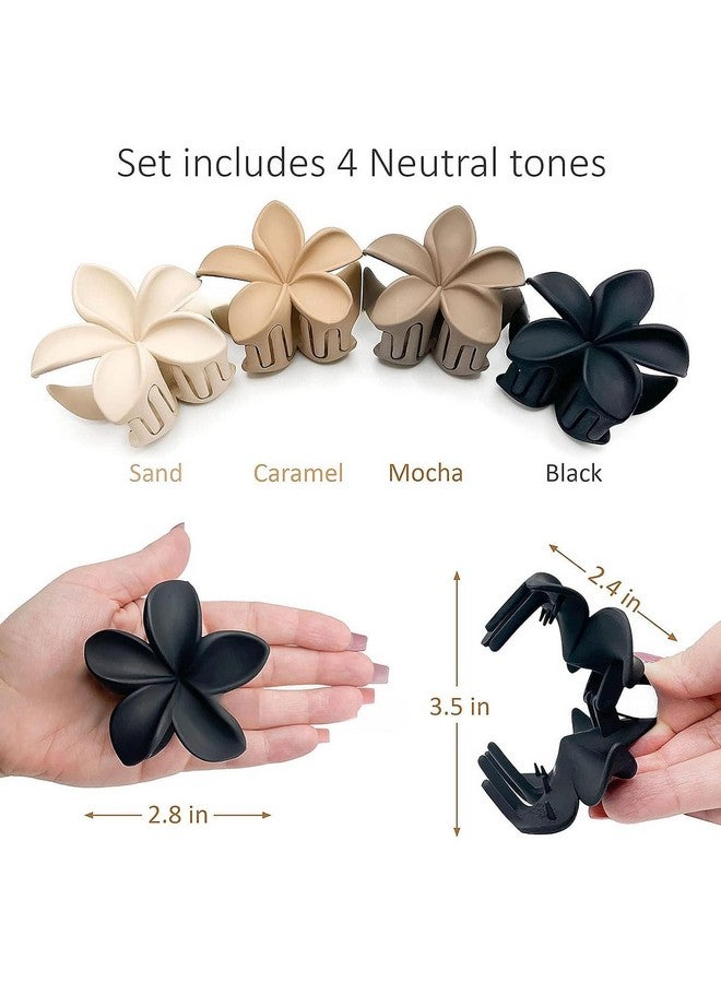 Bakefy-4 pcs Flower Hair Clips Matte Floral Hair Claw Clips Summer Hair Accessories for Women Girls Non Slip Elegant Hair Clamps for Thick Thin Hair, Wedding Party Hair Decorations 4Pcs Multi - Image 4