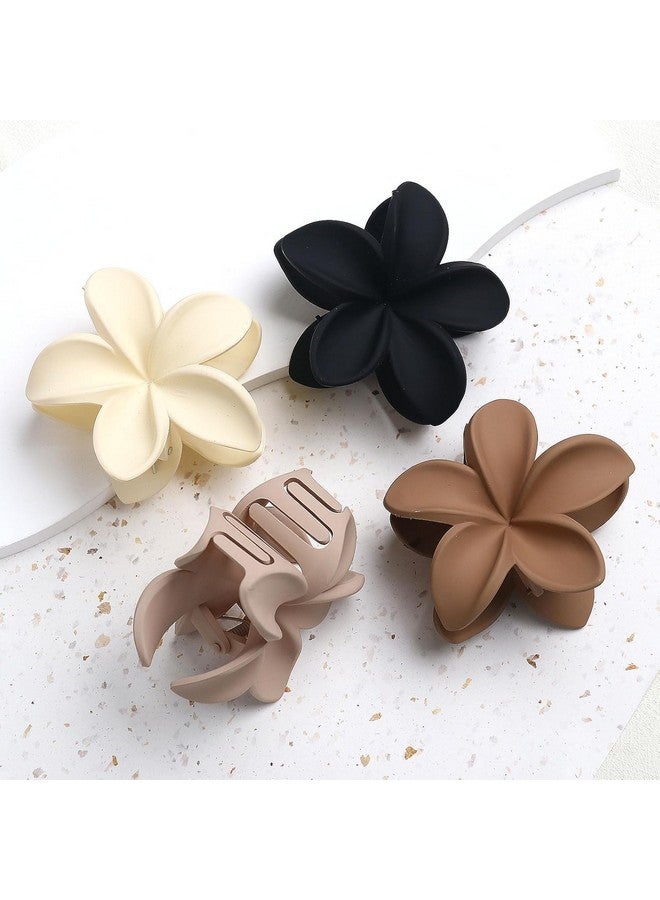 Bakefy-4 pcs Flower Hair Clips Matte Floral Hair Claw Clips Summer Hair Accessories for Women Girls Non Slip Elegant Hair Clamps for Thick Thin Hair, Wedding Party Hair Decorations 4Pcs Multi - Image 1
