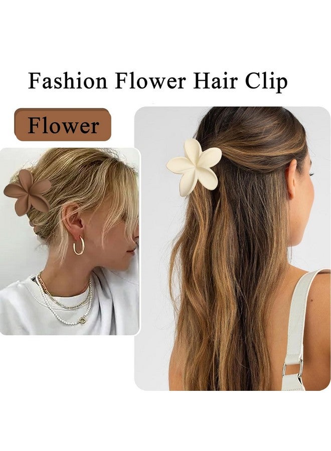 Bakefy-4 pcs Flower Hair Clips Matte Floral Hair Claw Clips Summer Hair Accessories for Women Girls Non Slip Elegant Hair Clamps for Thick Thin Hair, Wedding Party Hair Decorations 4Pcs Multi - Image 3