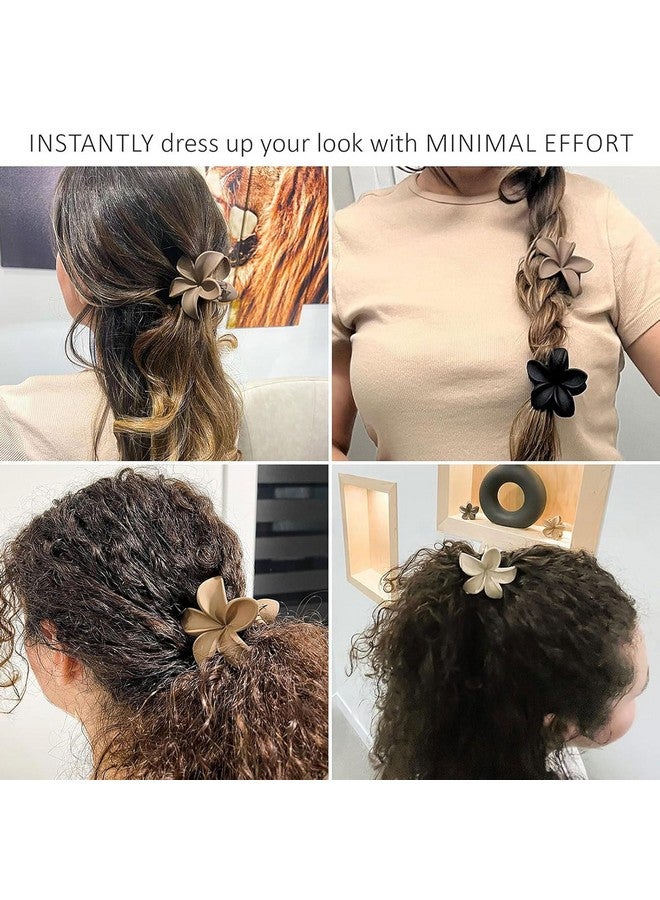Bakefy-4 pcs Flower Hair Clips Matte Floral Hair Claw Clips Summer Hair Accessories for Women Girls Non Slip Elegant Hair Clamps for Thick Thin Hair, Wedding Party Hair Decorations 4Pcs Multi - Image 2
